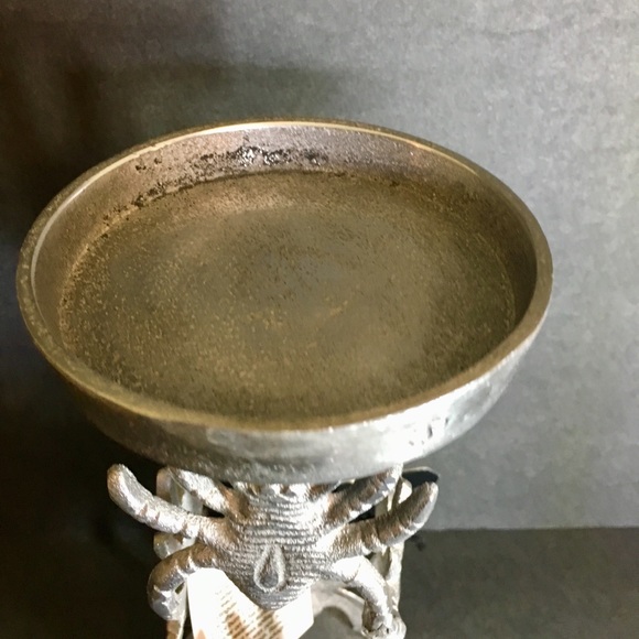 Halloween Silver Metal Spiders Tall Candle Holder - Picture 4 of 8